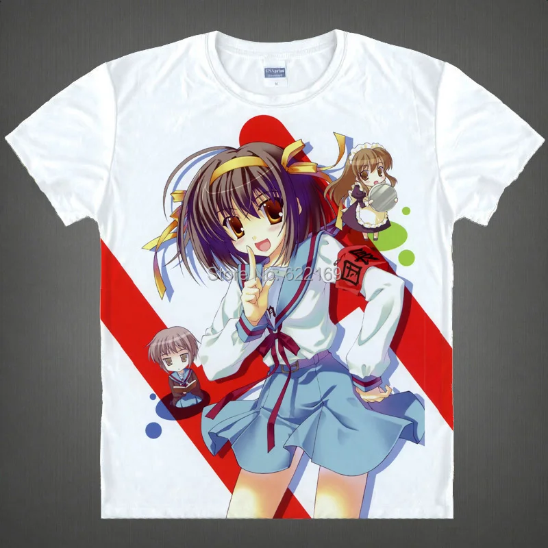 Японская футболка аниме Харухи зузузумия Coolprint Kyon хлопковая рубашка Косплей