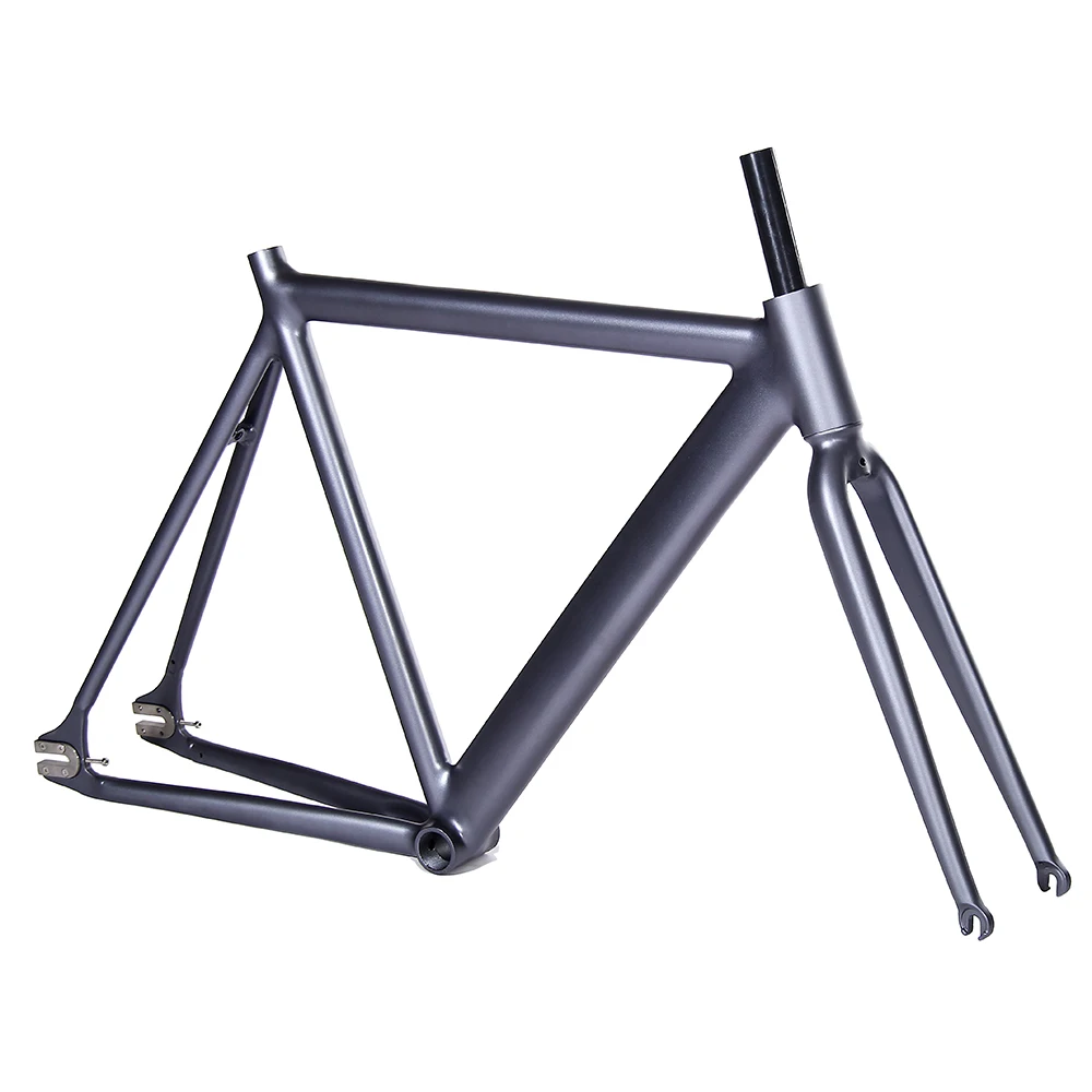 Fixed Gear  bike frame 54cm matte black Smooth Welding Track Bike frame  Aluminum Alloy frame steel fork