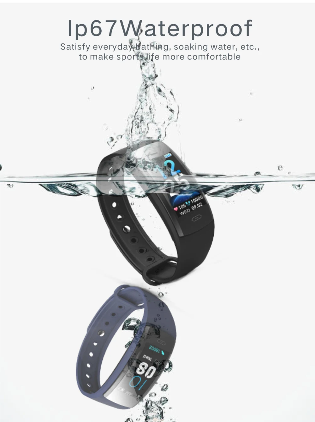 QS90 Plus Blood Pressure Smart Bracelet Heart Rate Monitor Blood Oxygen Monitor IP67 Fitness Tracker for Andriod IOS VS QS80