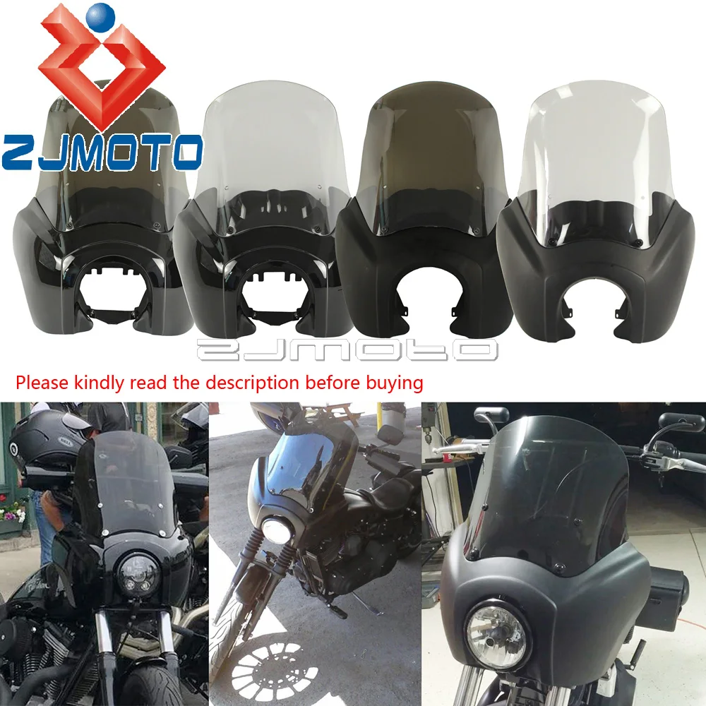 Motorcycle Front Headlight Fairing w/ 15'' Windshield Cover For Harley