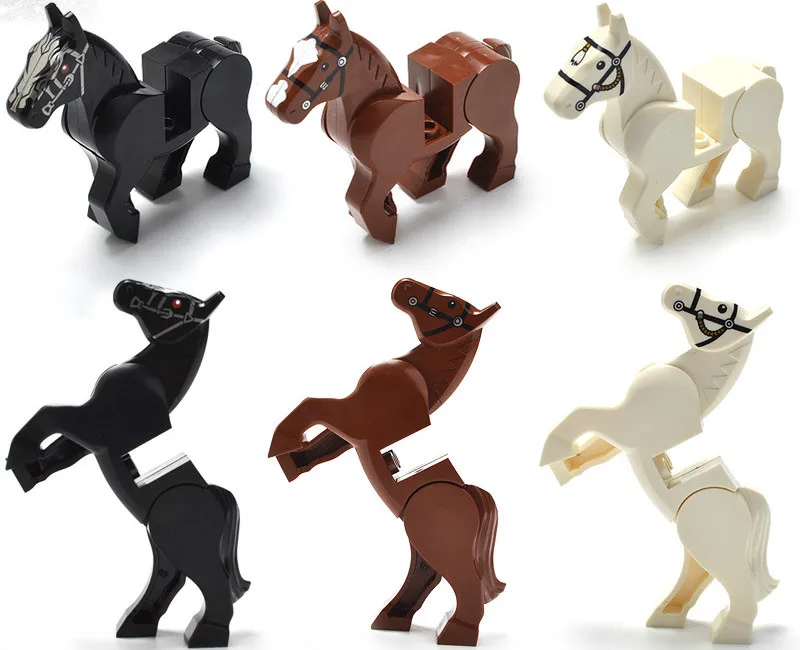 

horse military horse fittings building block assemble toy white horse boy young quickly sell pass