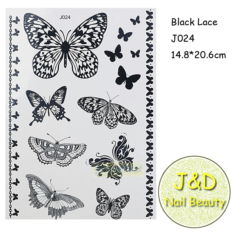 Livraison Gratuite 1 Feuille Noir Femme Dentelle Papillon De