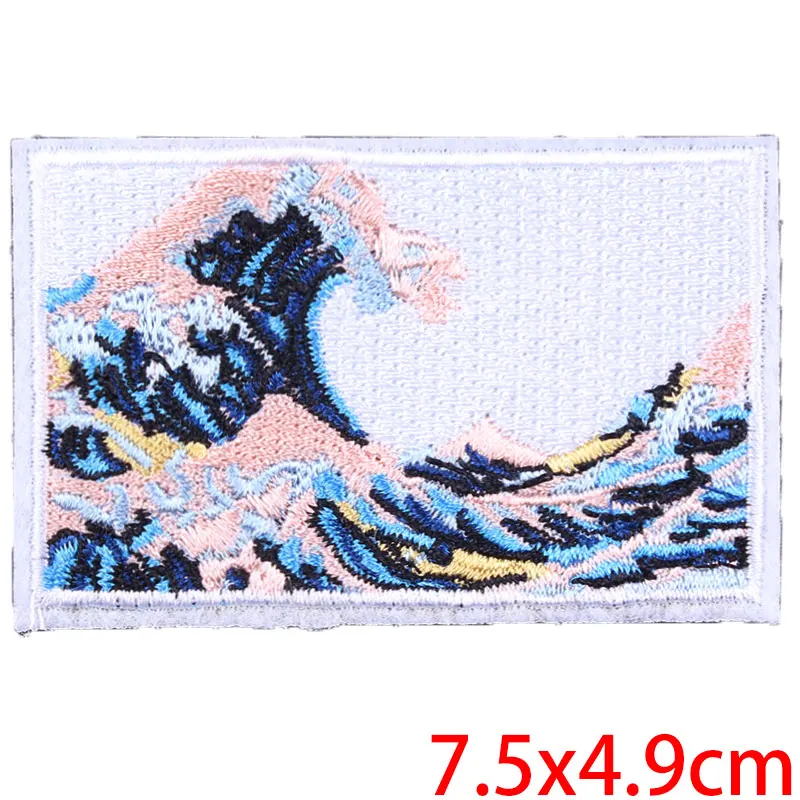 Prajna The Great Wave Off Kanagawa аппликация нашивки значки вышивка железа на патчи для одежды куртки футболки наклейки декор