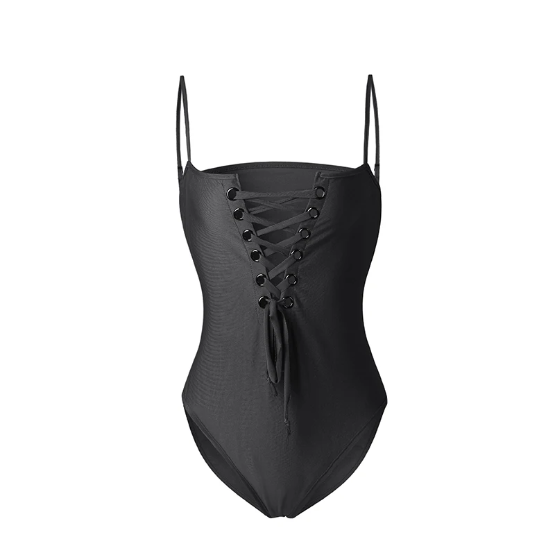 Bandage One Piece Hollow Out Swimsuit Set For Women Sexy Red Black Swimsuit Baths Bathing Suits Beach Wear Push Up Swimwear (6)