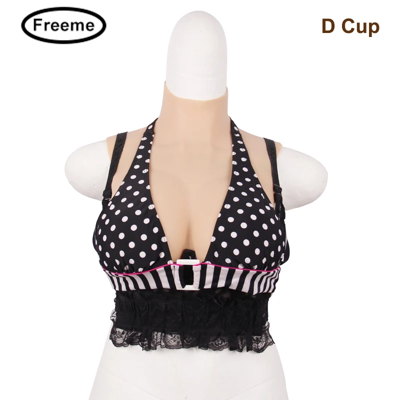 

crossdresser shemal fake boobs D cup breast forms high Collar Short Version bra Artificial Silicone Breasts for transgender men