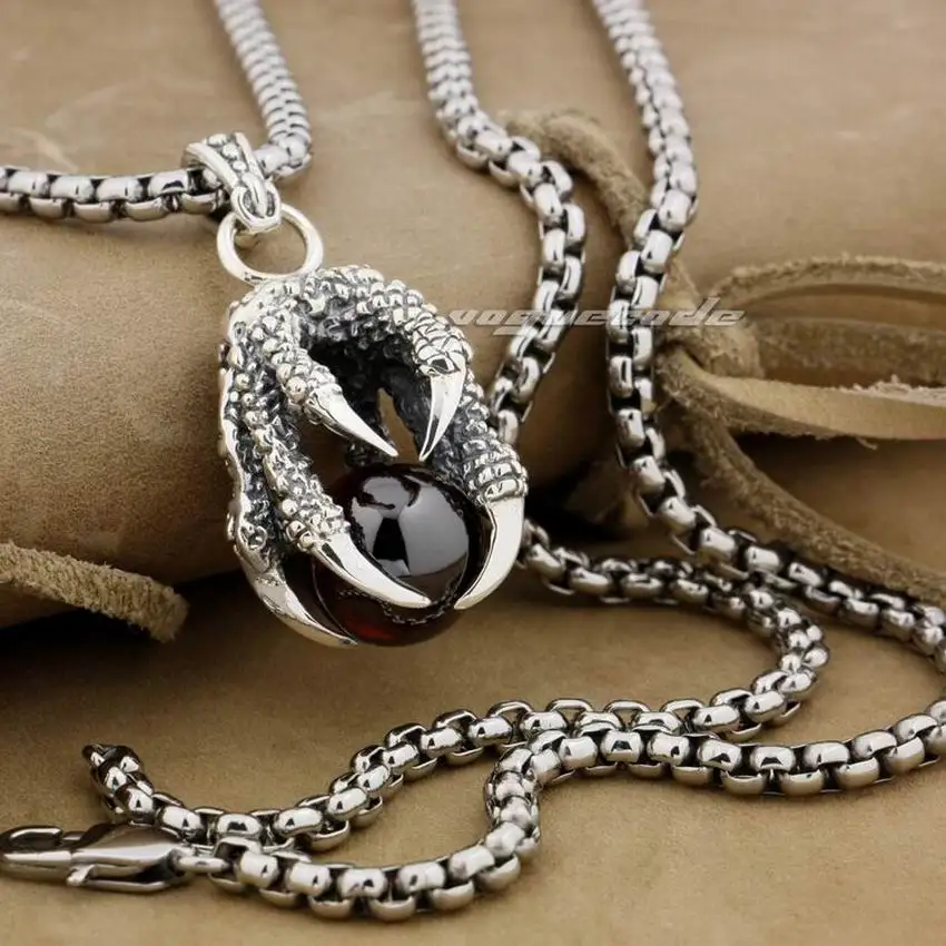 LINSION Huge Dragon Claw & Red CZ Dragon Ball 925 Sterling Silver Mens Biker Rock Punk Pendant 9F005 цена LINSION Huge Dragon Claw & Red CZ Dragon Ball 925 Sterling Silver Mens Biker Rock Punk Pendant 9F005 цены онлайн