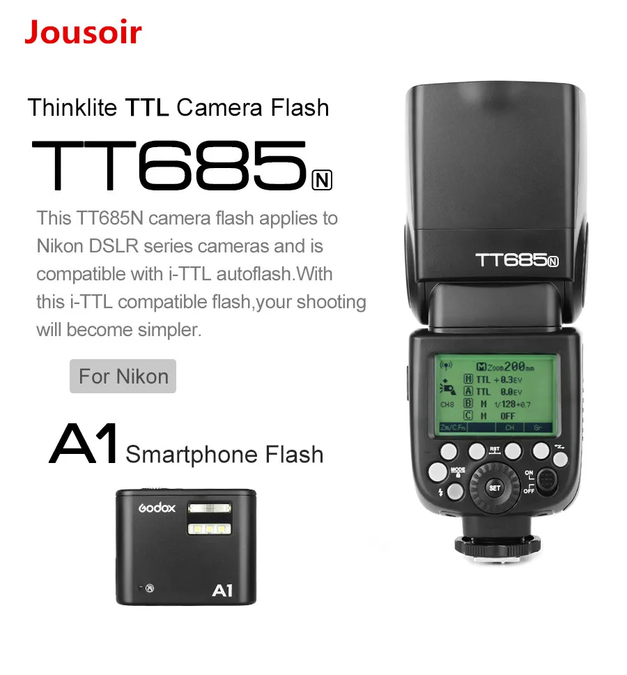 

Free DHL Godox TT685N HSS i-TTL Speedlitewith Godox A1 Phone Flash Speedlite X1 System for N Camera for iPhone X 6 6s 7 CD50