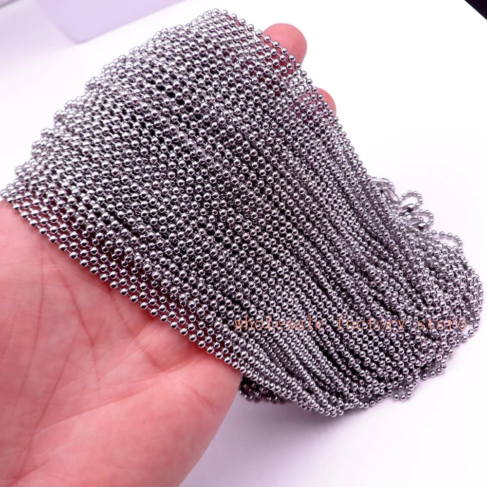 

on sale 100meter Lot of Stainless steel Thin 1.6mm Round Beads Chain jewelry Finding Marking Chain DIY