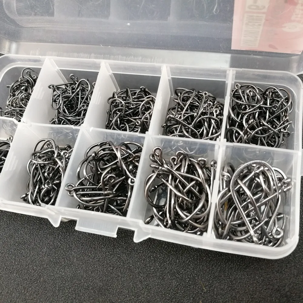 500Pcs boxed 6-15 10 size Carbon Steel Fishing Hook Large hook fishing dedicated Fishing Hooks