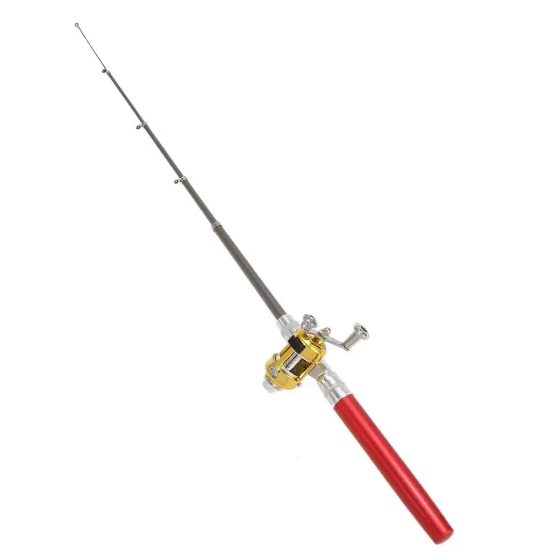 Портативная карманная телескопическая мини-удочка в форме ручки, складные удочки, легкая катушка, колесная удочка, Pesca Iscas, рыболовные снасти - Цвет: Red
