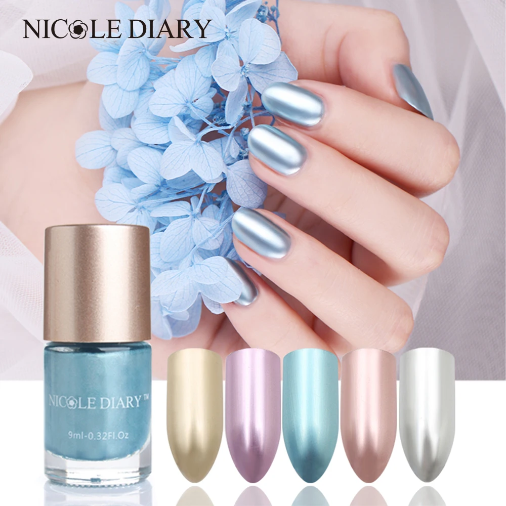 

NICOLE DIARY Metallic Nail Polish Mirror Effect Shiny Varnish Spring Series Stamping Polish Manicure Nail Art Lacquer Vernis 9ml