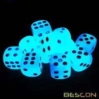 Bescon Two Tone Glowing Dice D6 16mm 12pcs Set of ICY ROCKS, 16mm Six Sided Die (12) Block of Glowing Dice 2
