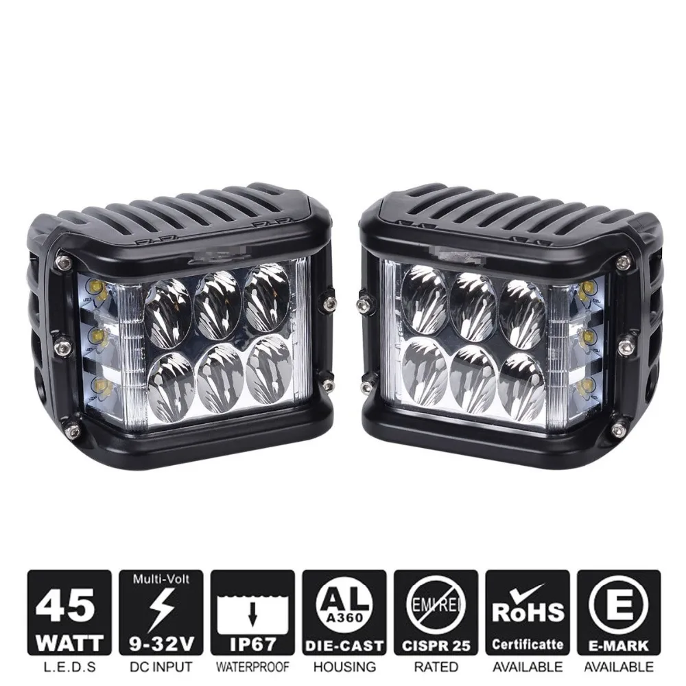 

LED Pods 4'' 90W LED Cubes Dually Side Shooter Full Reflector LED Off-Road Driving Lights for Truck UTV ATV SUV Boat Motorcycle