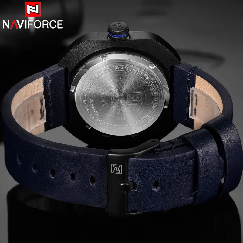 NAVIFORCE мужские спортивные часы кожаные креативные Аналоговые кварцевые наручные