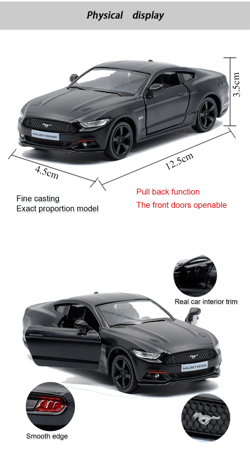 RMZ город 1:36 Ford Mustang крутой черный спортивный автомобиль сплав литья под давлением модель автомобиля игрушка с обратной стороной для детей Подарки Игрушка коллекция