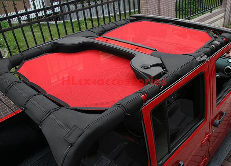 Автомобиль для крыши, Солнцезащитный сетки верхняя крышка Anti UV лучей полиэстер для Jeep Wrangler JK 07 до 2 двери и 4x4 интимные аксессуары стайлинга автомобилей