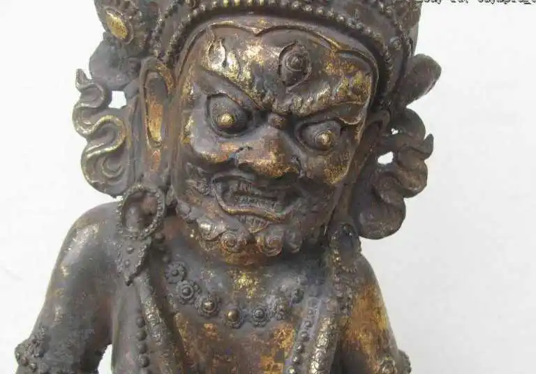 

23" Chinese bronze gild copper rat black god of wealth buddha Sculpture statue