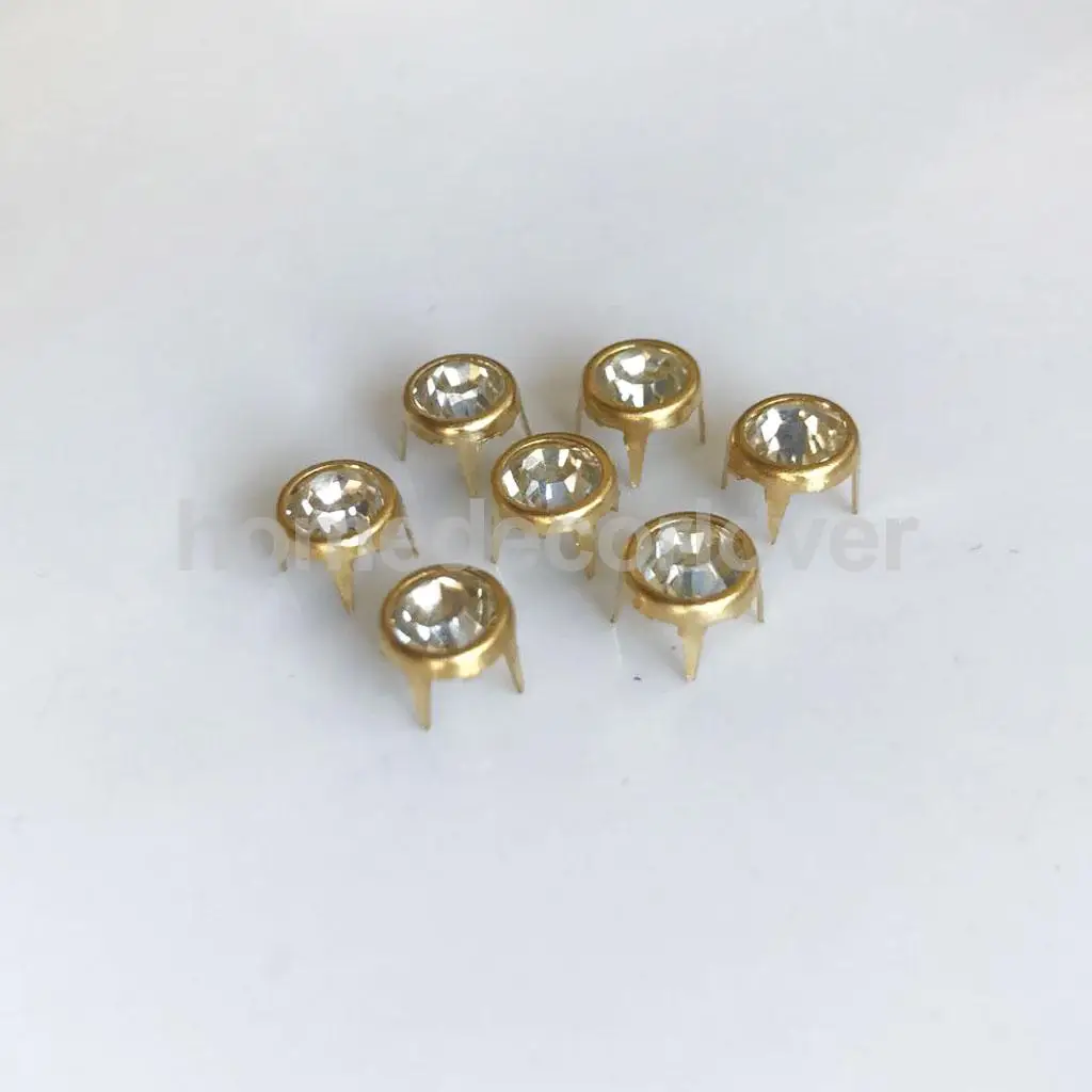 50Pcs Clawed Rhinestone Studs Punk Spikes Studs Flat  Cone Decorative Rivets DIY Set For Clothes Clothing Bag Shoes Leather