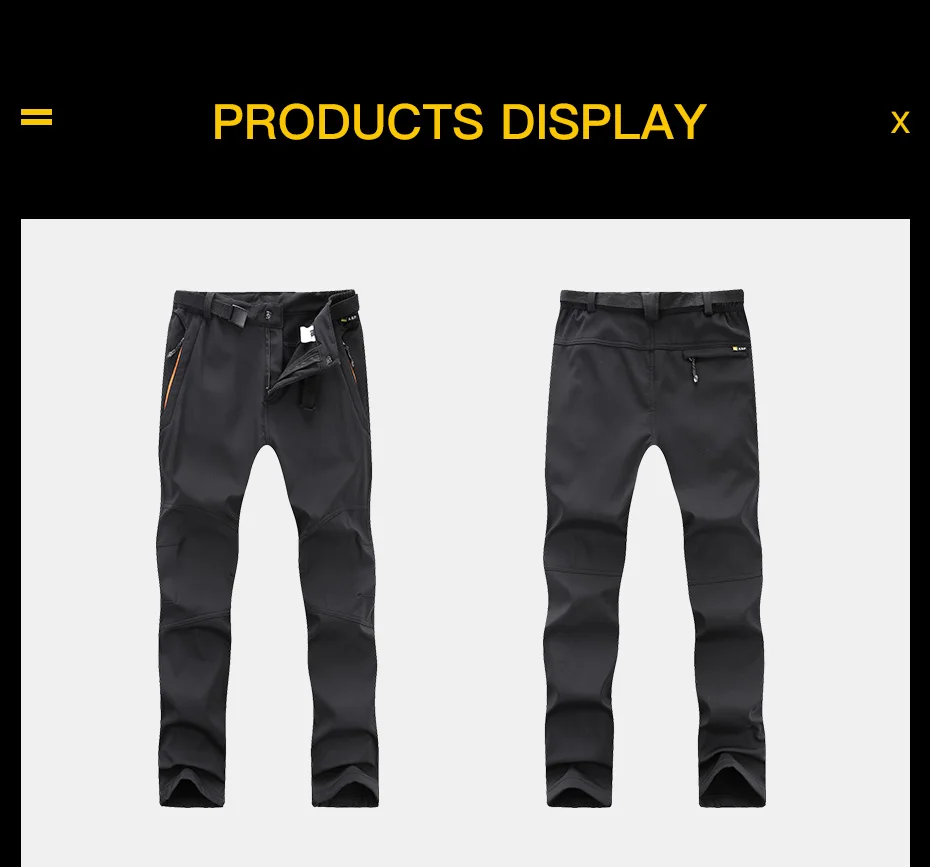 Clorts Man Trekking Pants Outdoor Waterproof Hiking Pants Men Fleece Winter Softshell Pants Warm Fishing Pants (12)
