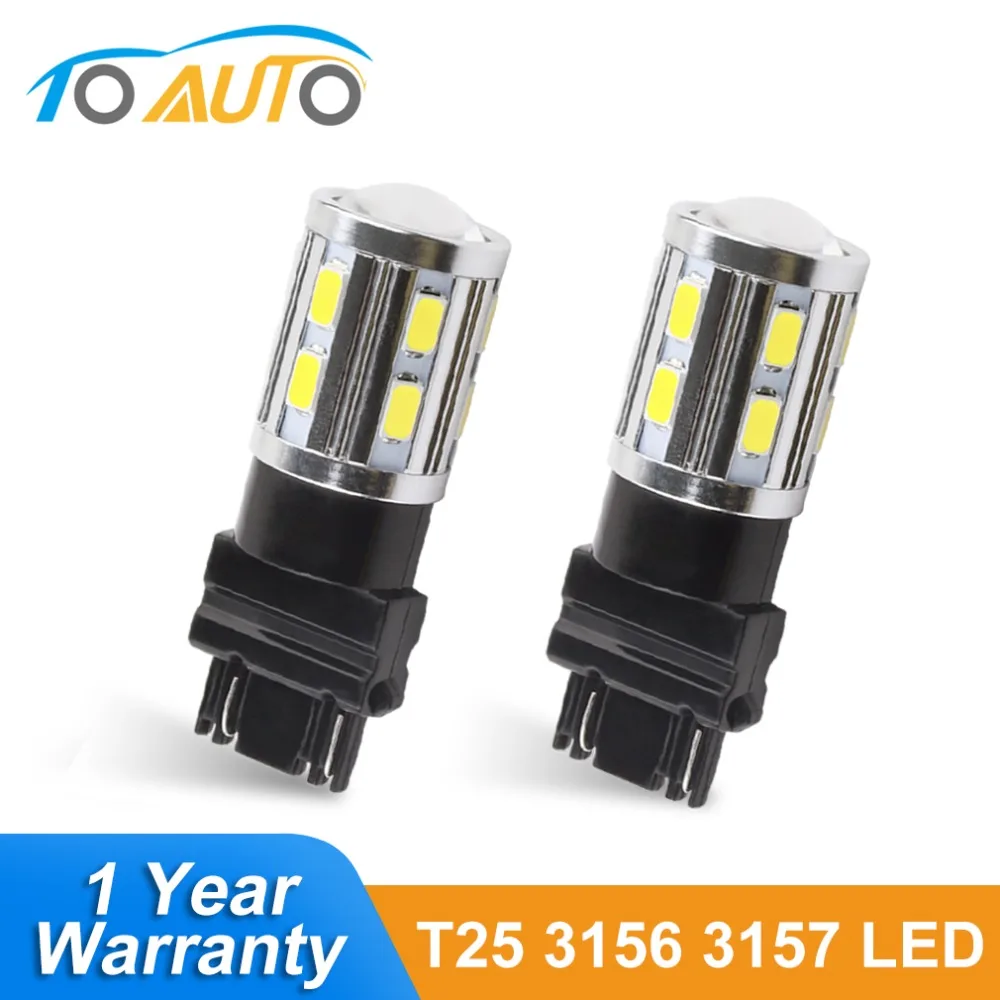 

2pcs T25 LED 3157 3156 3057 3056 P27/7W LED Bulbs 12 SMD LED Bulb Car Reverse Rear Brake Parking Lights 12V Amber White Red