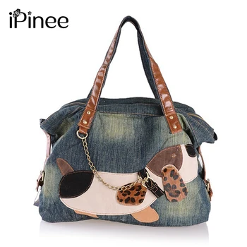 

iPinee Casual Lovely Dog Trendy Design Denim Women Bag Handbags Jeans Women Shoulder Bags Women's Tote Bags