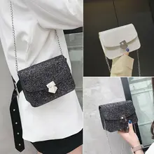 Новинка, горячая Распродажа, летняя блестящая цепочка с блестками, маленькая сумка с клапаном для девушек, женская сумка через плечо, сумка на плечо, белая/черная