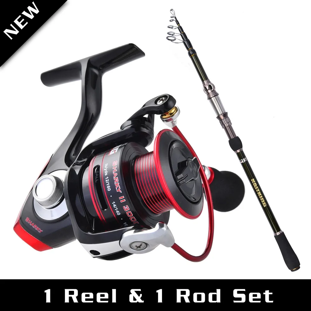 Image KastKing Sharky II Series Carbon Fiber Drag 19KG Max Drag Spinning Fishing Reel + 2.4M Portable Fishing Rod Combo