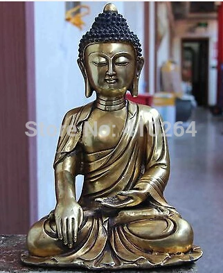 

Tibet Buddhism Temple Copper Bronze Gild Tathagata Sakyamuni Buddha God Statue