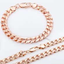 9mm JOYERÍA de la Cadena Para Hombre Para Mujer del Corte Redondo Curb Cubana enlace Rose Gold Filled GF Pulsera Del Collar de la Joyería Al Por Mayor GS75
