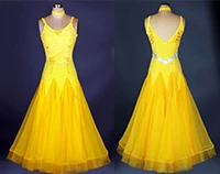 Вальс платье Желтый без рукавов стандартный бальный зал платье Танго Желтый без рукавов стандартный бальный зал платье девушка