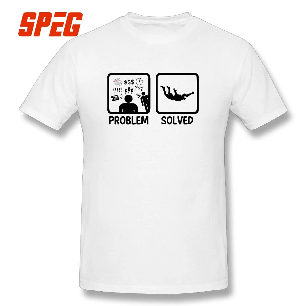 

Funny Skydiving Problem Solved T-Shirts Funny Classic Fit Purified Cotton Men's T Shirts Short-Sleeved Tees
