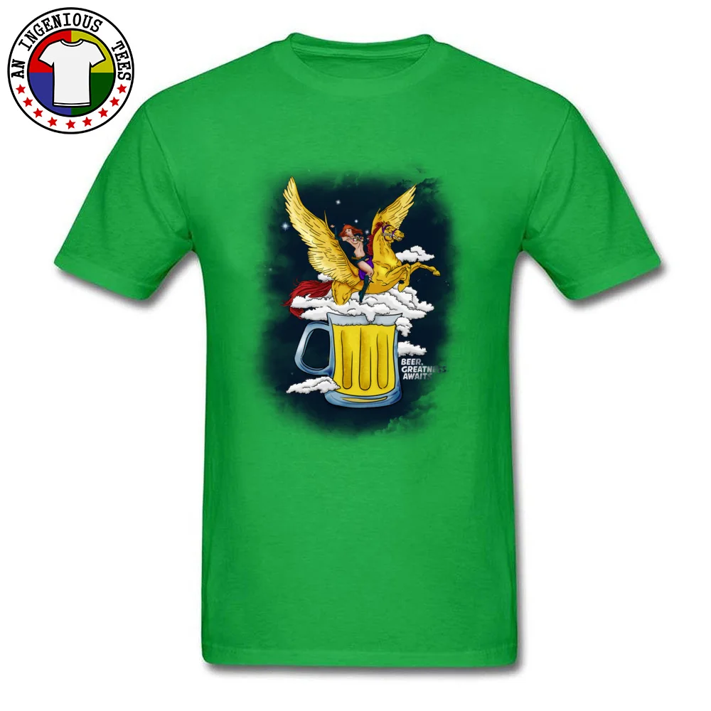 Beer Greatness Awaits Casual Tops Shirts Short Sleeve for Men Pure Cotton Summer Crew Neck T Shirts Custom Tees Fashionable Beer Greatness Awaits green
