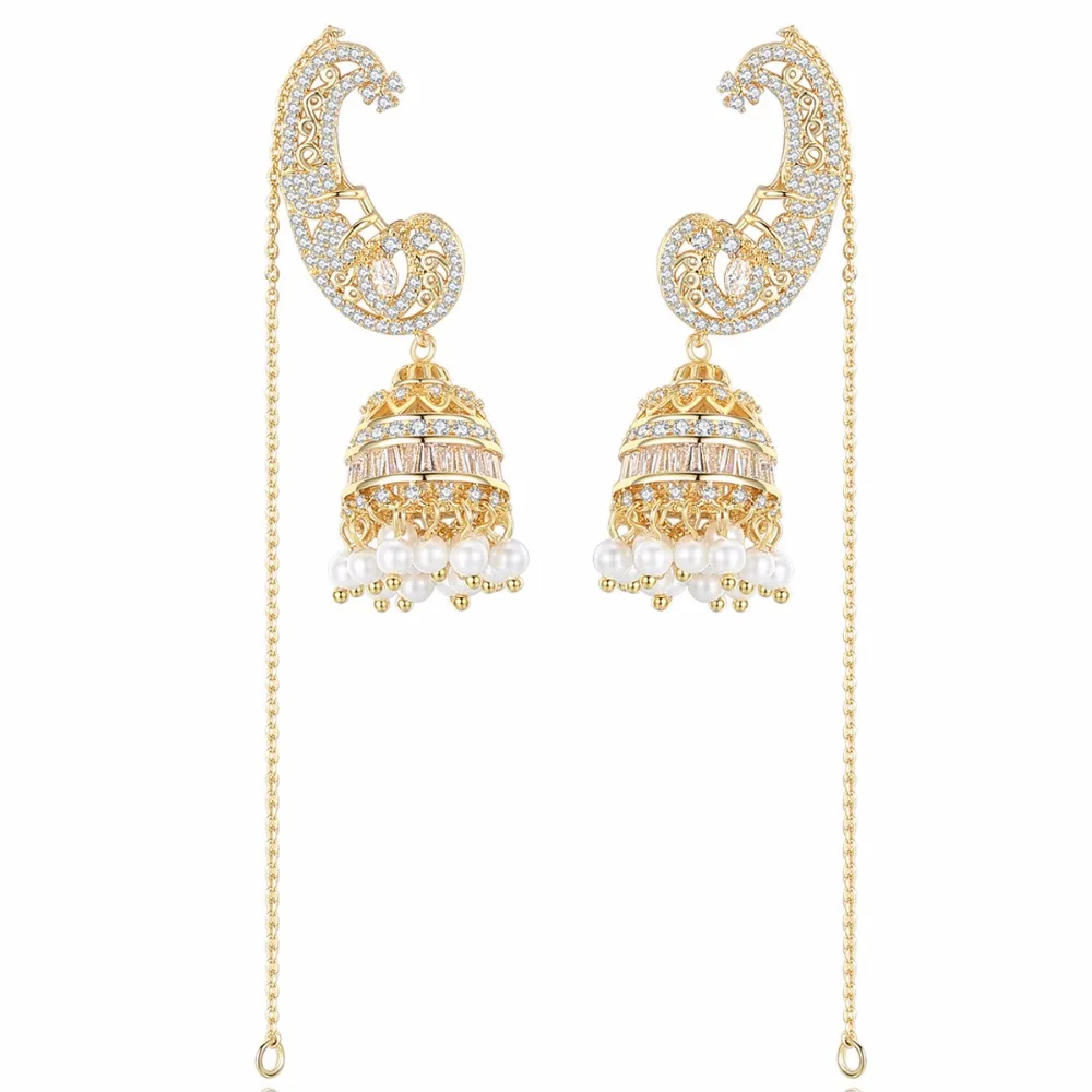 LosoDo женские серьги из Индии bahubali Jhumki искусственный жемчуг большой золотой циркон
