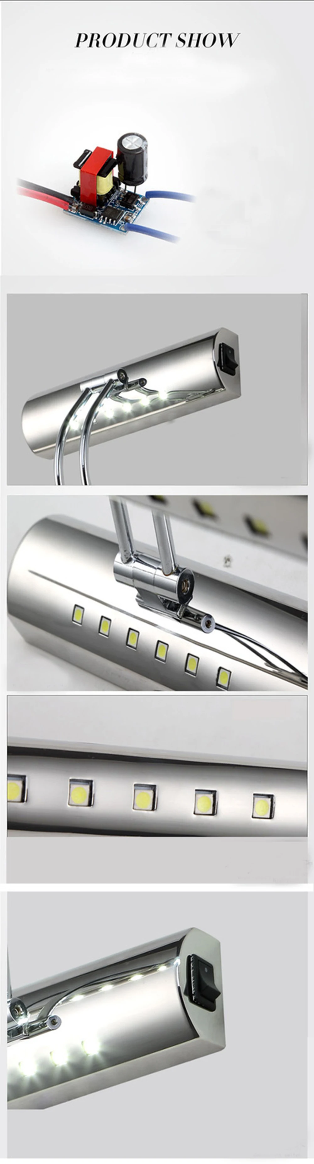 LED Mirror Front Light 7W 5W SMD 5050 3014 bathroom modern pouplar Bath Wall Lamp Stainless Steel White/warm white black wall lights