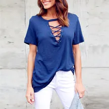 5 шт./лот дневники Кэрол Летний стиль г. модная женская обувь на шнуровке футболка Для женщин сексуальные с глубоким v-образным вырезом, топ повседневная женская обувь футболка