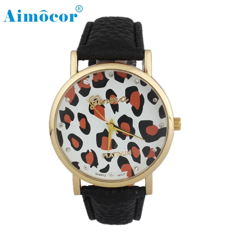 2017 Newly Designed Relogio Feminino Clock  Diamond Women Leopard Printing Pattern Weaved Leather Quartz Dial Watch Gift#26