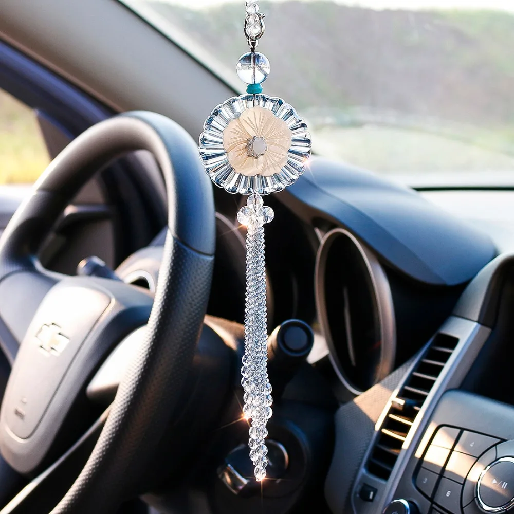 H&ampD Car Charm Rainbow Maker Rear View Mirror Decoration Flower Hanging Suncatcher Fengshui Ornament Home Kitchen Decor(Blue) | Дом и сад
