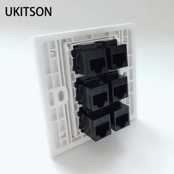 

6 Ports RJ45 5e 6 Female To Female Faceplate Socket Panel For Internet LAN Cover Network Extender