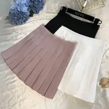 Новинка, плиссированная Женская юбка, новая летняя Корейская версия, короткая юбка трапециевидной формы для девушек, леди, высокая талия, одноцветные мини юбки Feminino