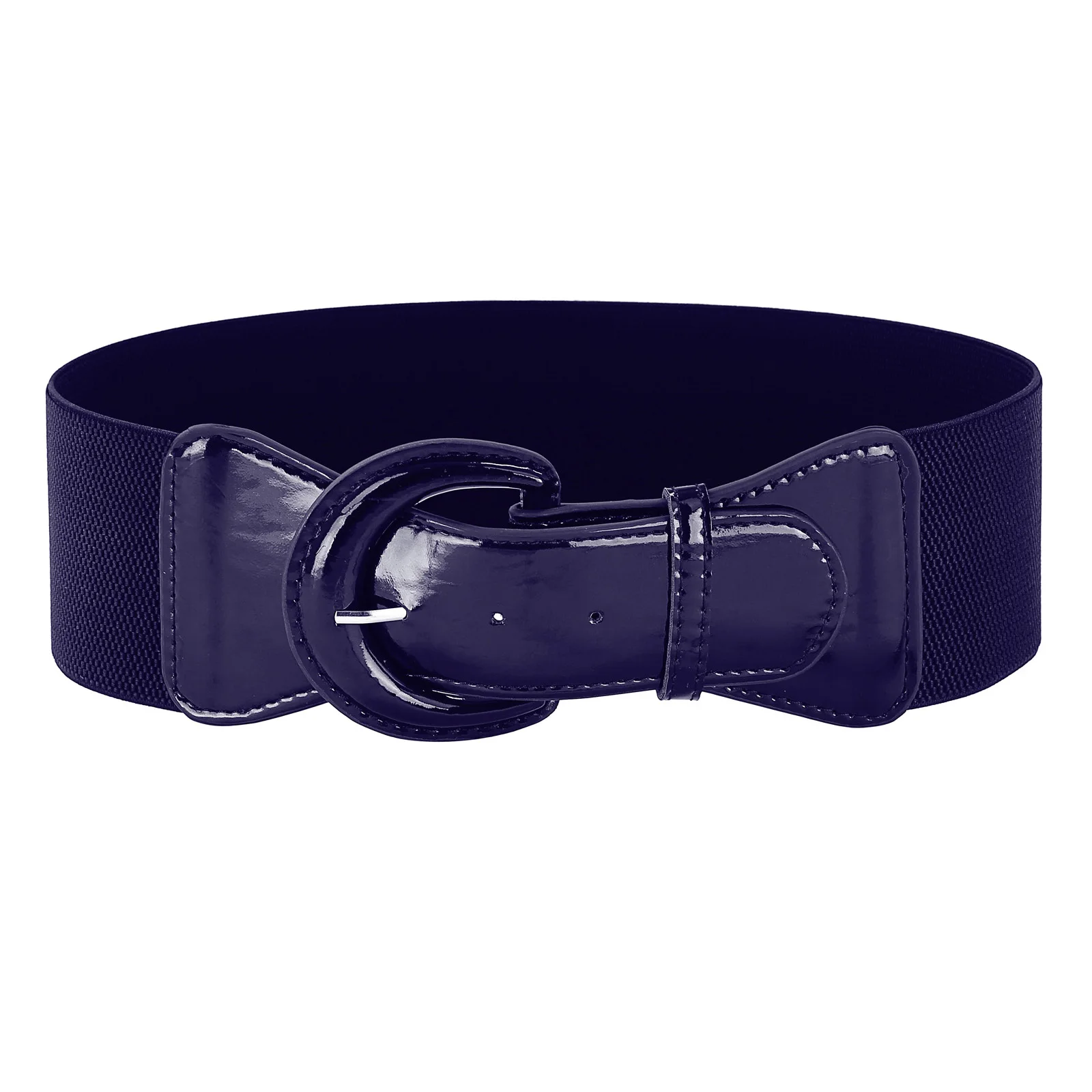 Navy Blue Женские модные широкие ремни из искусственной полиуретановой кожи с широким металлическим крюком, эластичный пояс для платья - Цвет: Navy Blue
