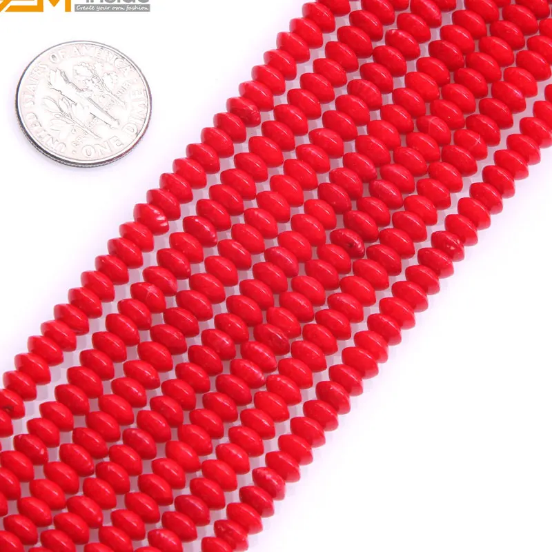 Gem-inside Rondelle Heishi(окрашенный цвет) красный коралл бусины для изготовления ювелирных изделий браслет ожерелье 15 дюймов DIY бусины ювелирные изделия