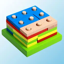 Деревянные головоломки сборки здания Конструкторы Геометрия Форма детей Придерживайтесь матч