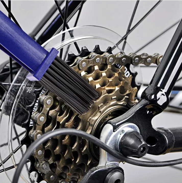 Синяя щетка для очистки цепи мотоцикла, велосипедная цепь, чистящее щеточное устройство, гранж, щетка для очистки, инструмент для очистки
