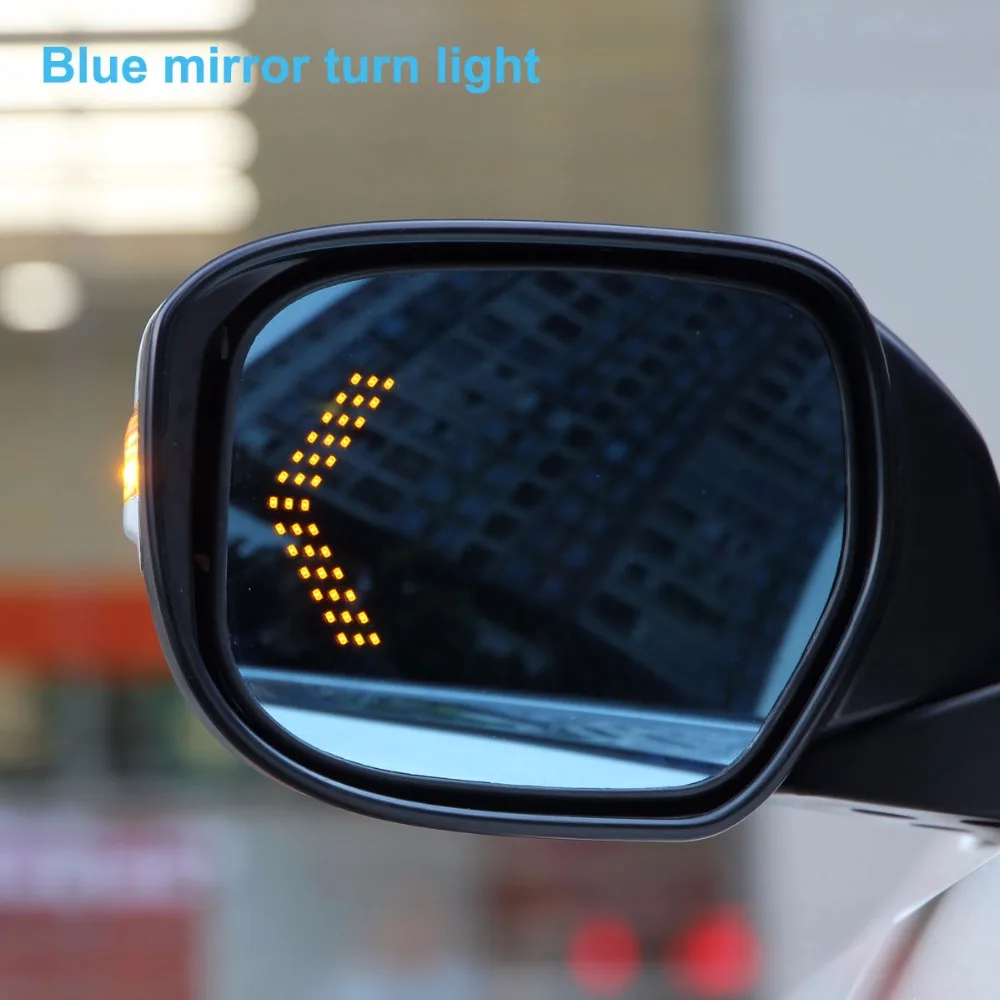 Blue Wing Mirror Glass With Base-Heated Car Angle Wide Glare Proof Mirror LED Turn Signal Lamp For Honda Civic 2006-2011