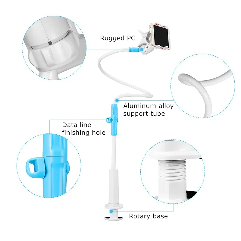 GUSGU Phone holderFlexible Long Arm Mobile Phone Holder Stand Lazy for iPhone 7 Cell Phone Holder D