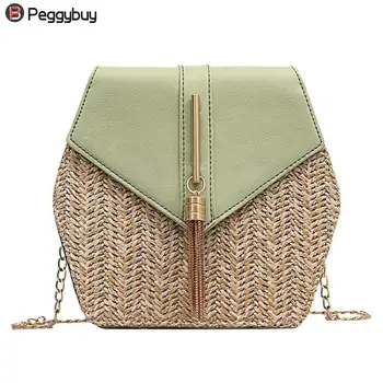 

Mulit Style Straw+leather Handbag Women Summer Rattan Bag Handmade Woven Beach Circle Bohemia Shoulder Bag New Fashion