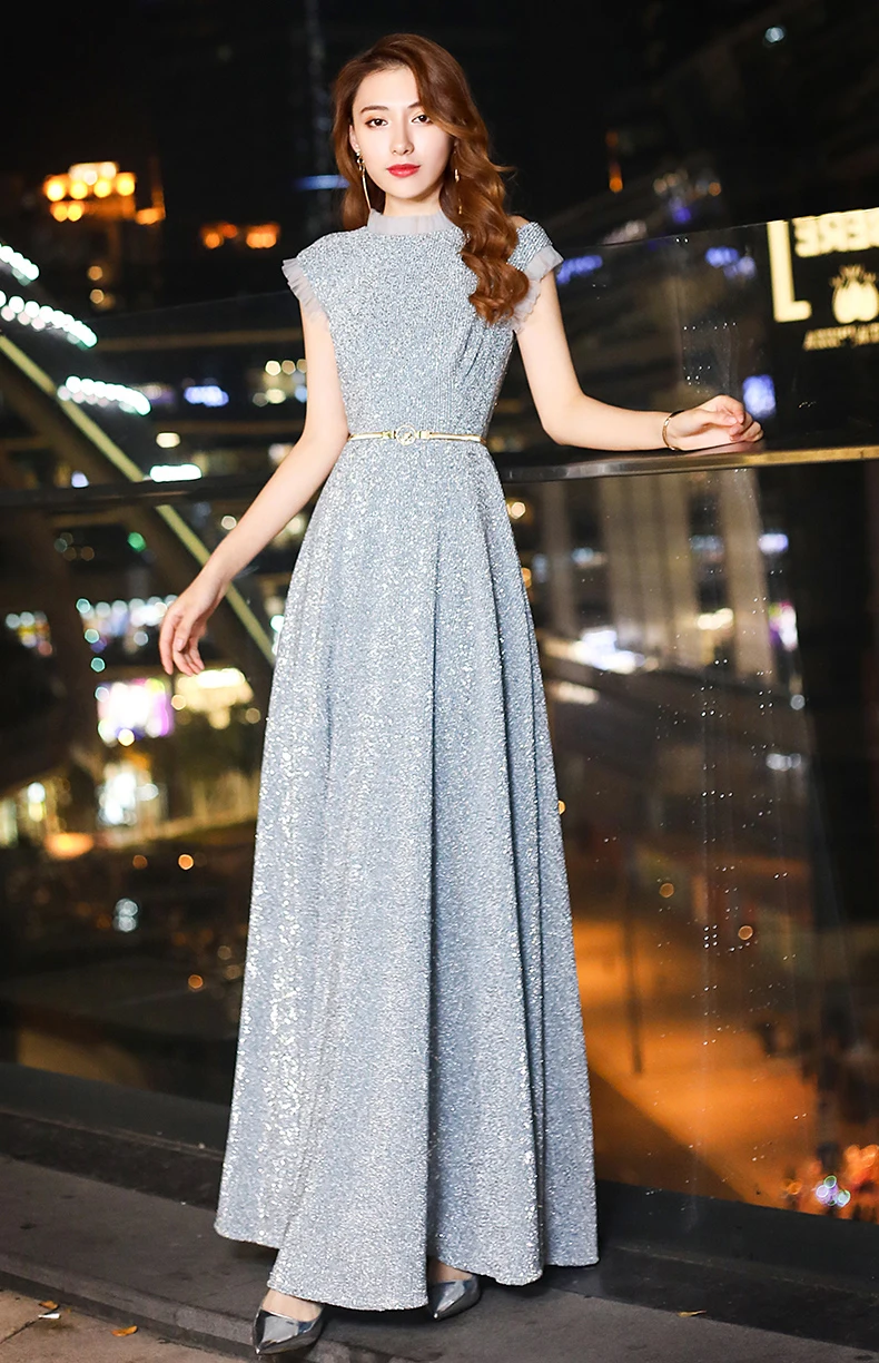 Robe De Soiree YIDINGZS Элегантное Длинное Вечернее Платье Серебряные вечерние платья Настоящее простое