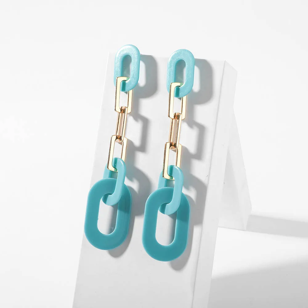 

Vintage Acrylic Irregular Geometric Chain Earrings for Women Boho Alloy Long Dangle Earrings Personality Sweet Romantic Jewelry