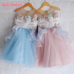 Авен кролика платье для девочек вечерние Детские платья для девочек для торжеств милое платье принцессы костюм для девочек Дети