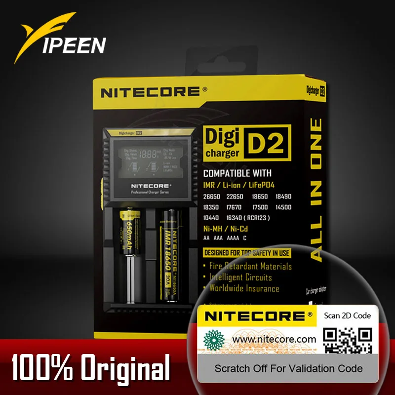 Высокое качество батареи Nitecore D4 D2 I4 I2 зарядное устройство ЖК-дисплей Интеллектуальный литий-ионный 18650 14500 26650 16340 AA автомобильное зарядное устройство ЕС - Цвет: D2